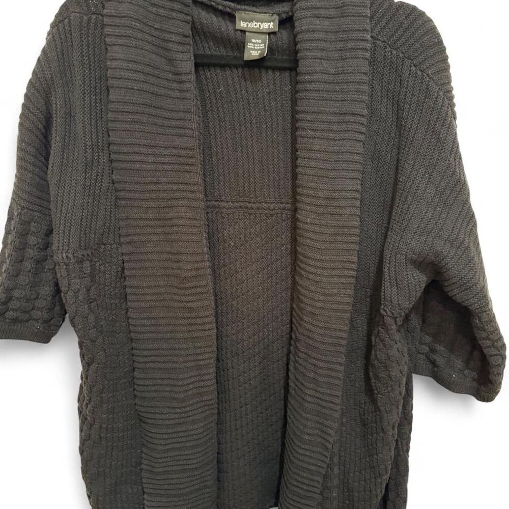 Lane Bryant Women's Black Cable Knit Sweater Fall Winter Cardigan